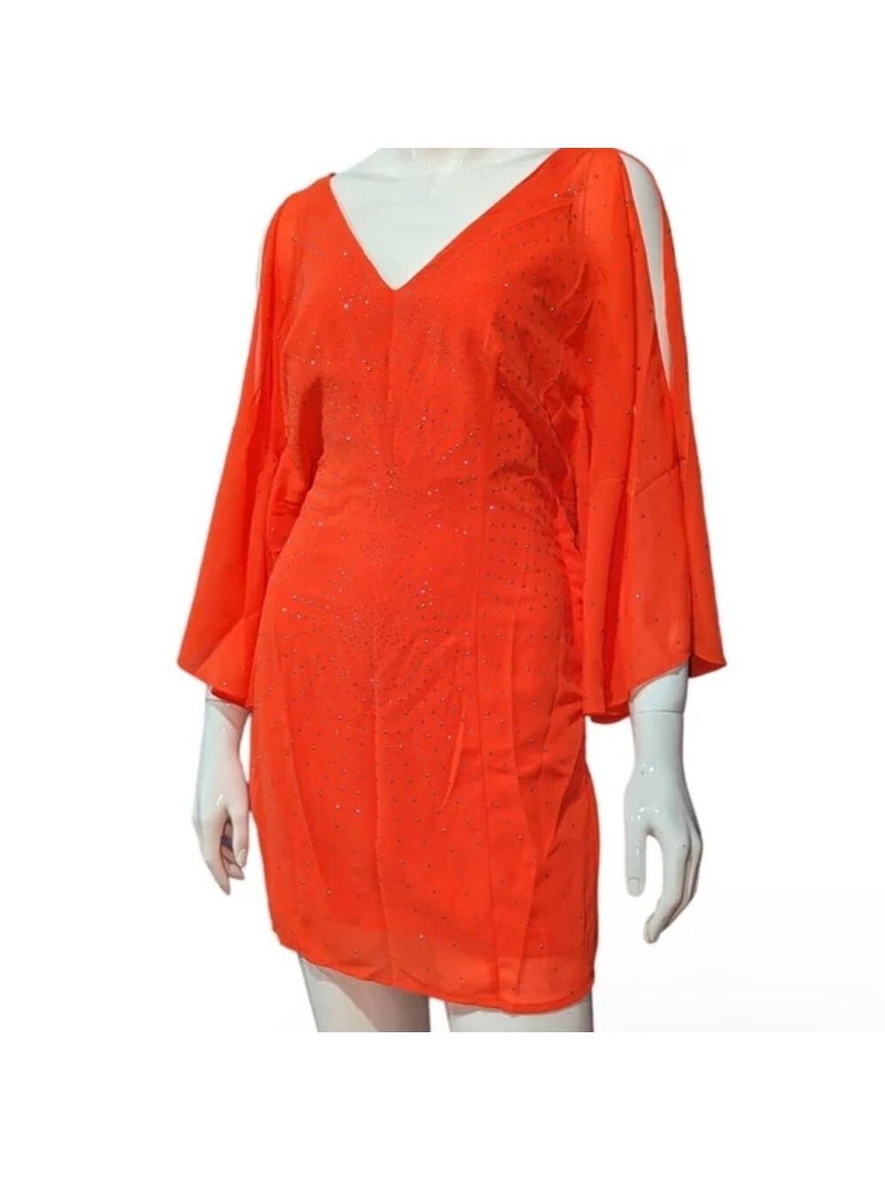 Bebe NWOT Orange studded Dress size L
